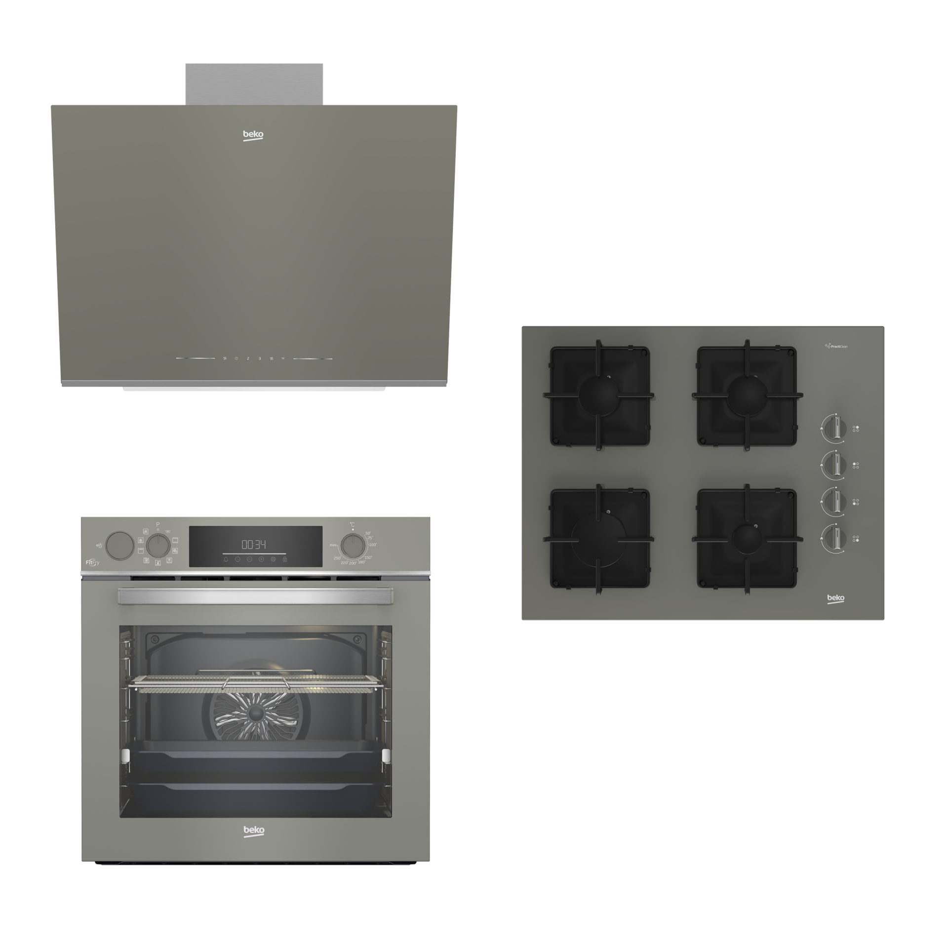 Beko Buhar Destekli FitFry Manhattan Gri Çeyiz Seti