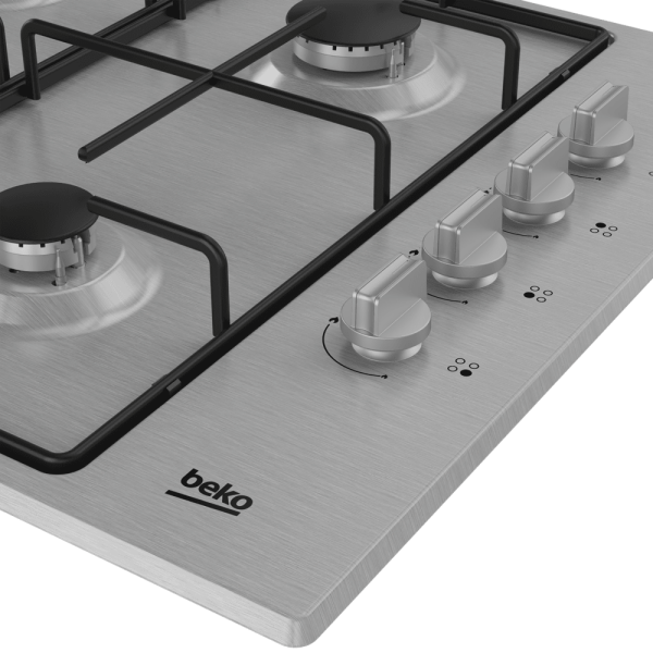 Beko BOMD D 6110 EID Gazlı Cam Tablalı Ocak – İnoks, 4 Gözlü, Ankastre