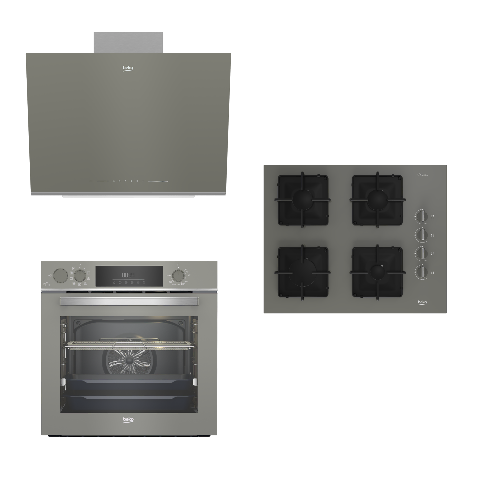 Beko Buhar Destekli FitFry Manhattan Gri Çeyiz Seti