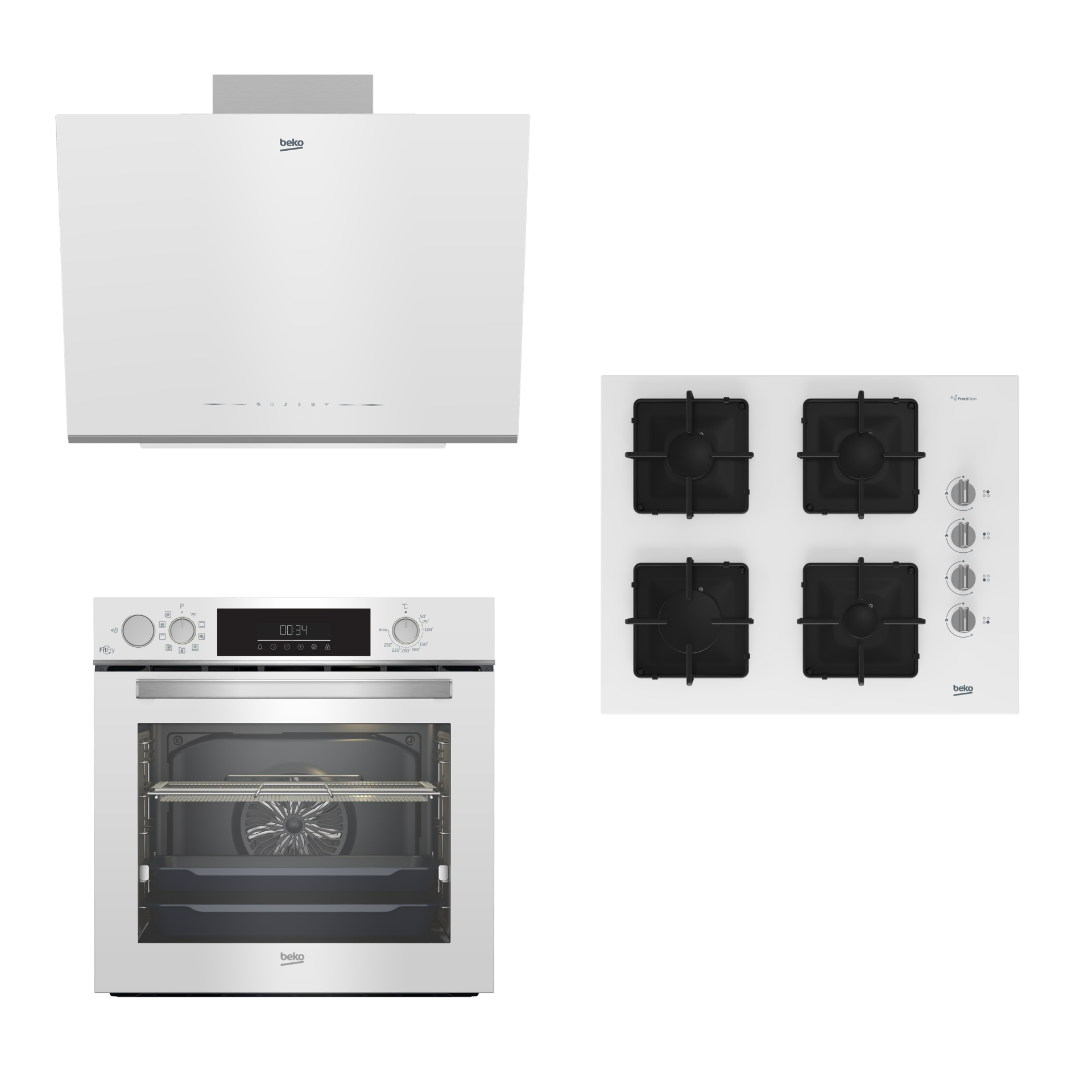 Beko Buhar Destekli FitFry Beyaz Çeyiz Seti