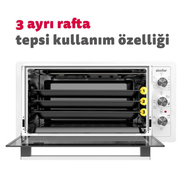 Simfer 4503 45Litre Inox Midi Fırın 6 Fonksiyon Turbo