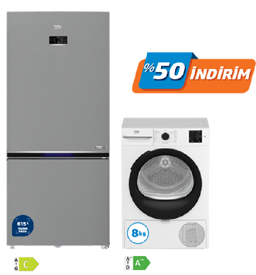Geniş hacim buzdolabı alımına özel kurutma makinelerinde %50’ye varan indirim fırsatı!